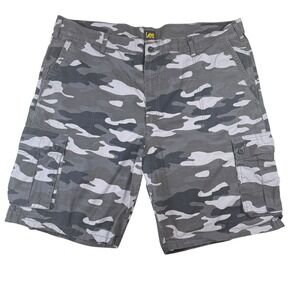Lee Cargo Shorts Men Sz 46 Camouflage Camo Gray Utility Outdoor Relaxed Stretch